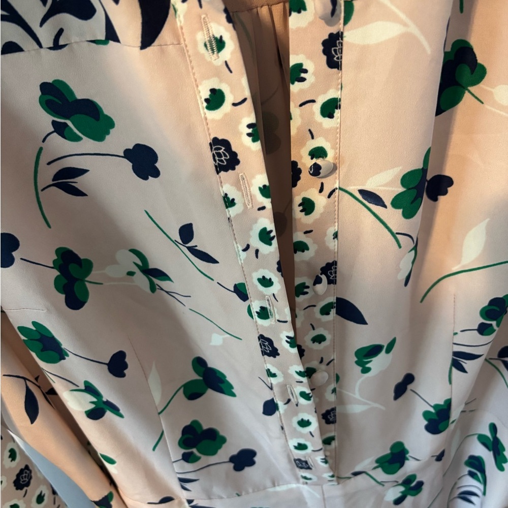 Boden Pale Pink, Navy and Green Floral Long Sleeve Dress - Picture 5 of 5